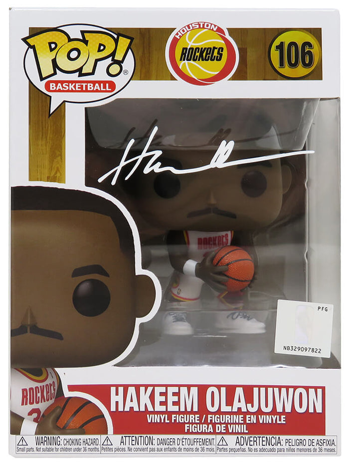 Hakeem Olajuwon Autographed Houston Rockets Funko Pop Doll #106-Powers Sports Memorabilia