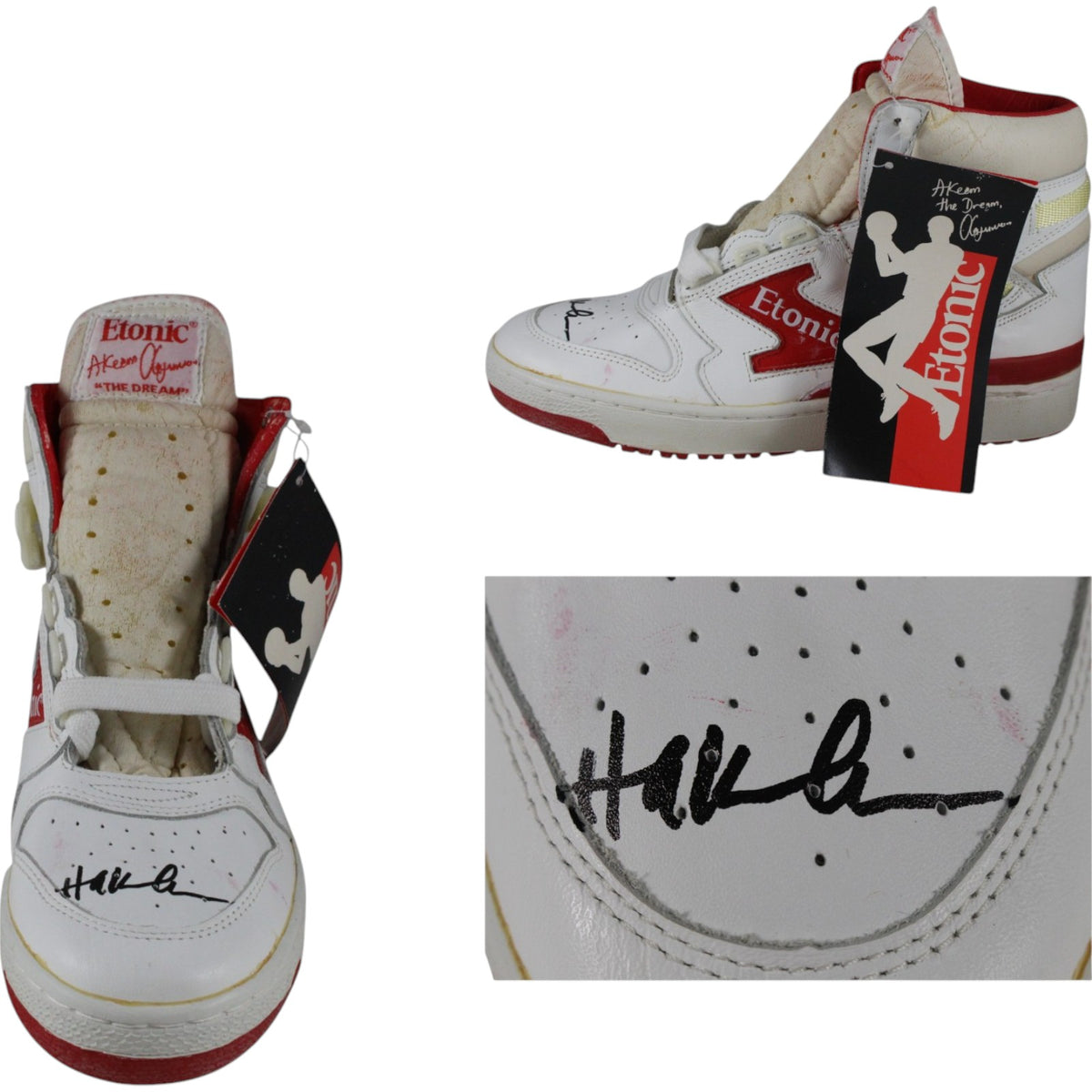 Hakeem Olajuwon Houston Rockets Signed Mini Helmet - Etonic Black Sz 9 L Shoe Beckett Beckett-Powers Sports Memorabilia