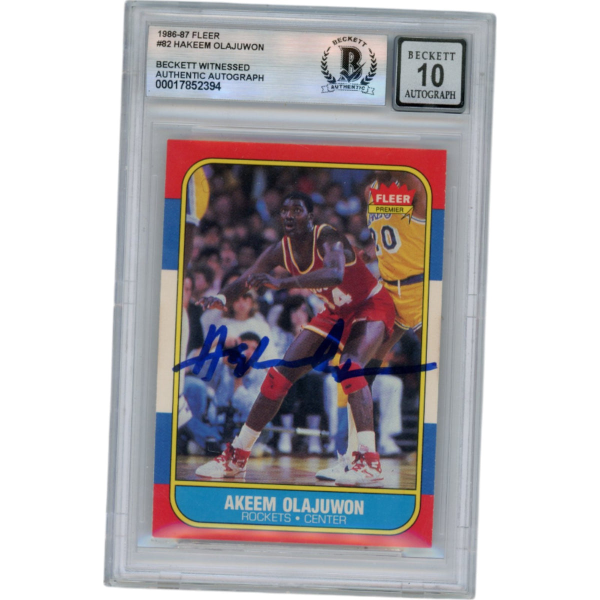 Hakeem Olajuwon Houston Rockets Signed Card - 1986 Fleer #82 Slabbed Beckett Beckett-Powers Sports Memorabilia