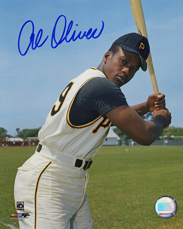 Al Oliver Autographed Pittsburgh Pirates Bat Pose 8x10 Photo-Powers Sports Memorabilia