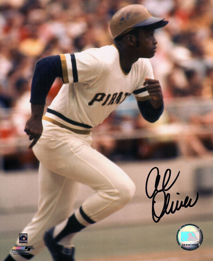 Al Oliver Autographed Pittsburgh Pirates White Jersey Running Action 8x10 Photo-Powers Sports Memorabilia