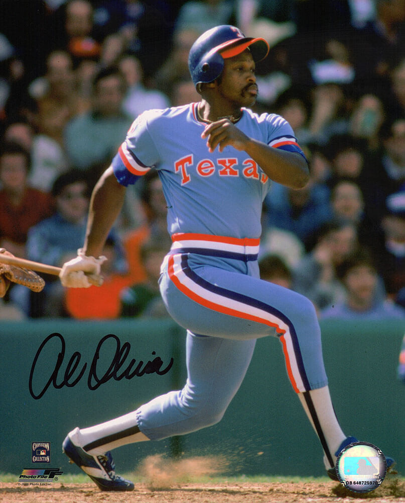 Al Oliver Autographed Texas Rangers Batting 8x10 Photo-Powers Sports Memorabilia