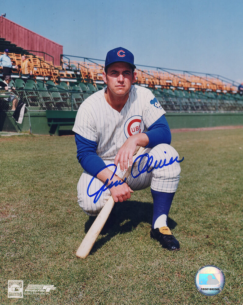 Gene Oliver Autographed Chicago Cubs Kneel Pose With Bat 8x10 Photo-Powers Sports Memorabilia