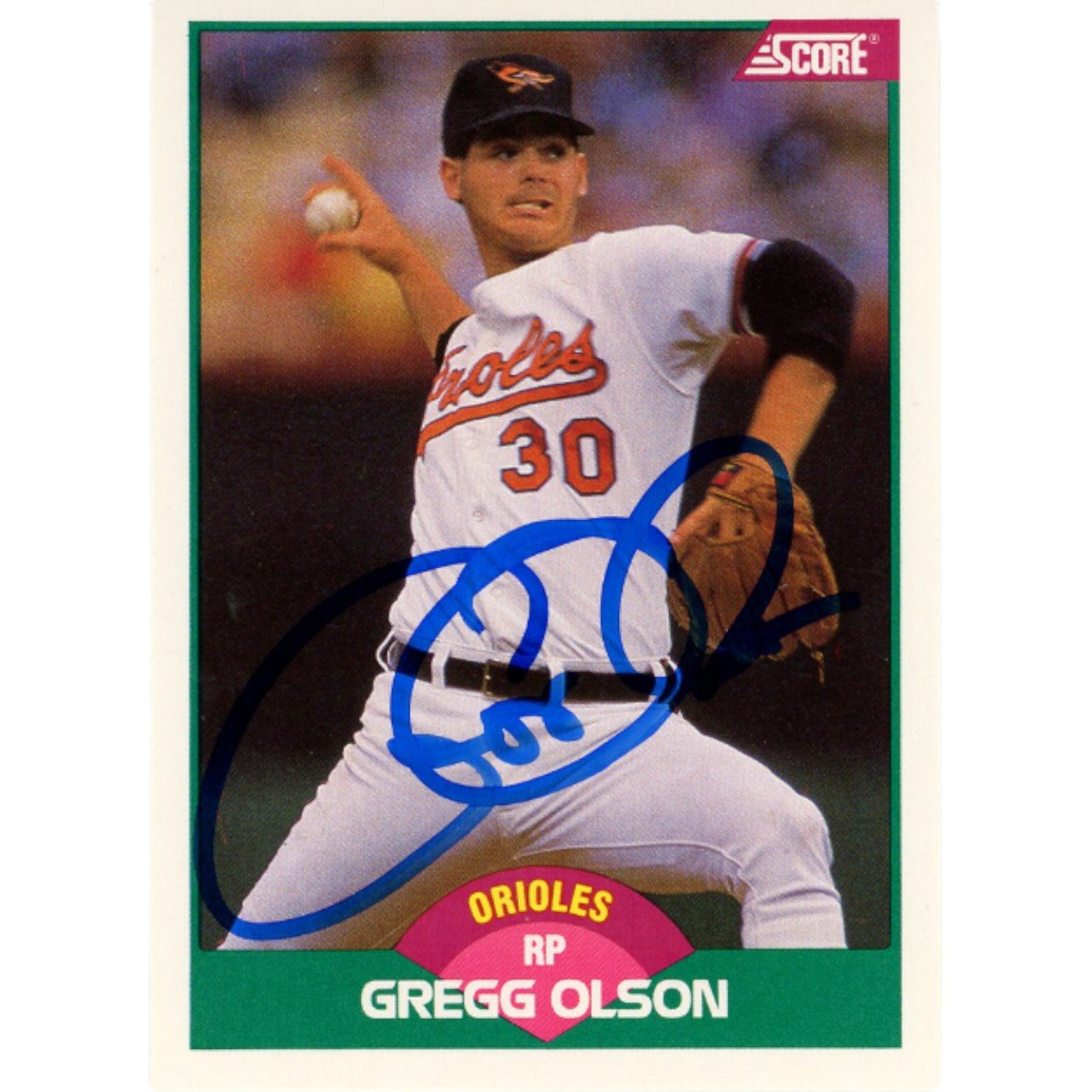 Gregg Olson Baltimore Orioles Signed Card - 1989 Score 96T Beckett Beckett-Powers Sports Memorabilia
