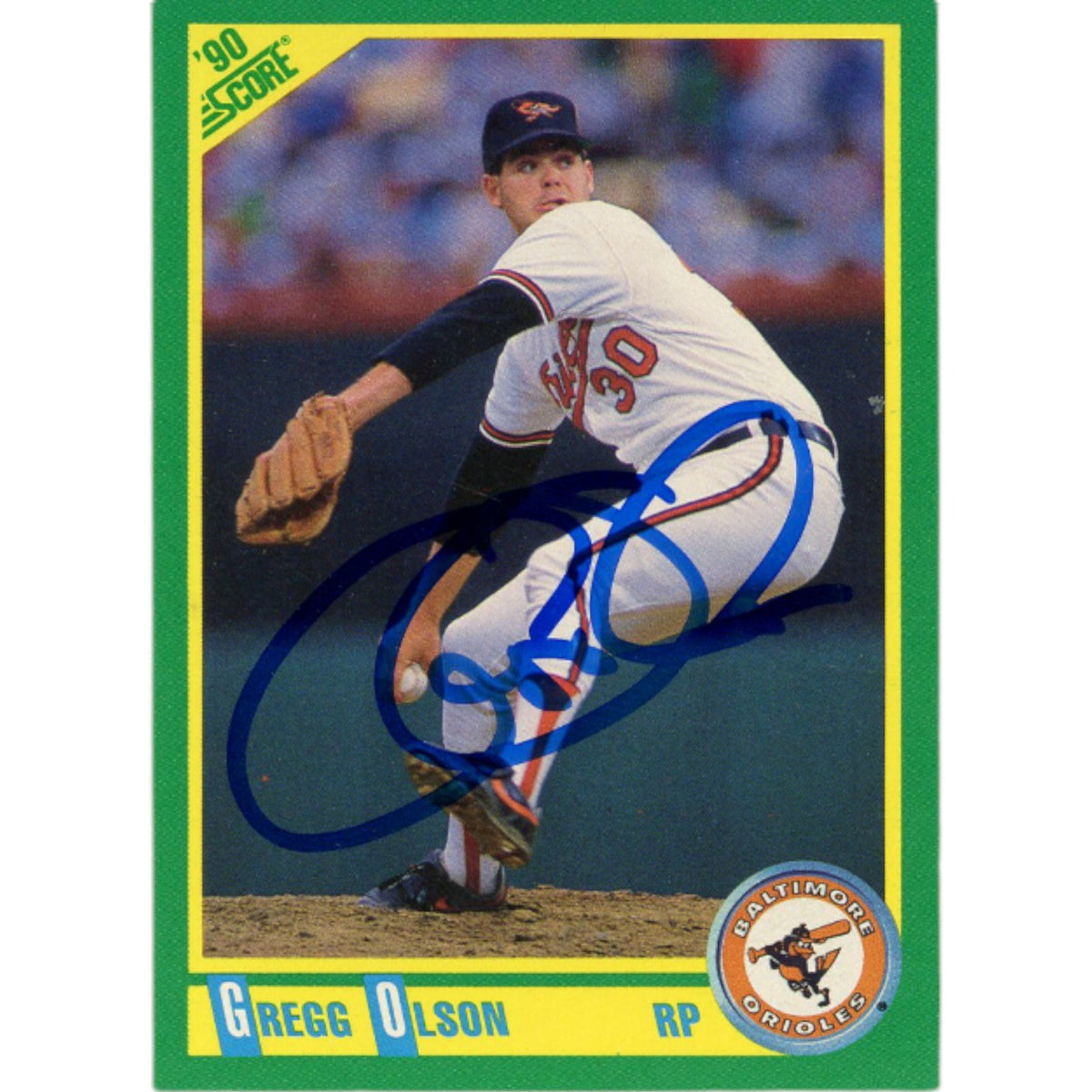 Gregg Olson Baltimore Orioles Signed Card - 1990 Score 63 Beckett Beckett-Powers Sports Memorabilia