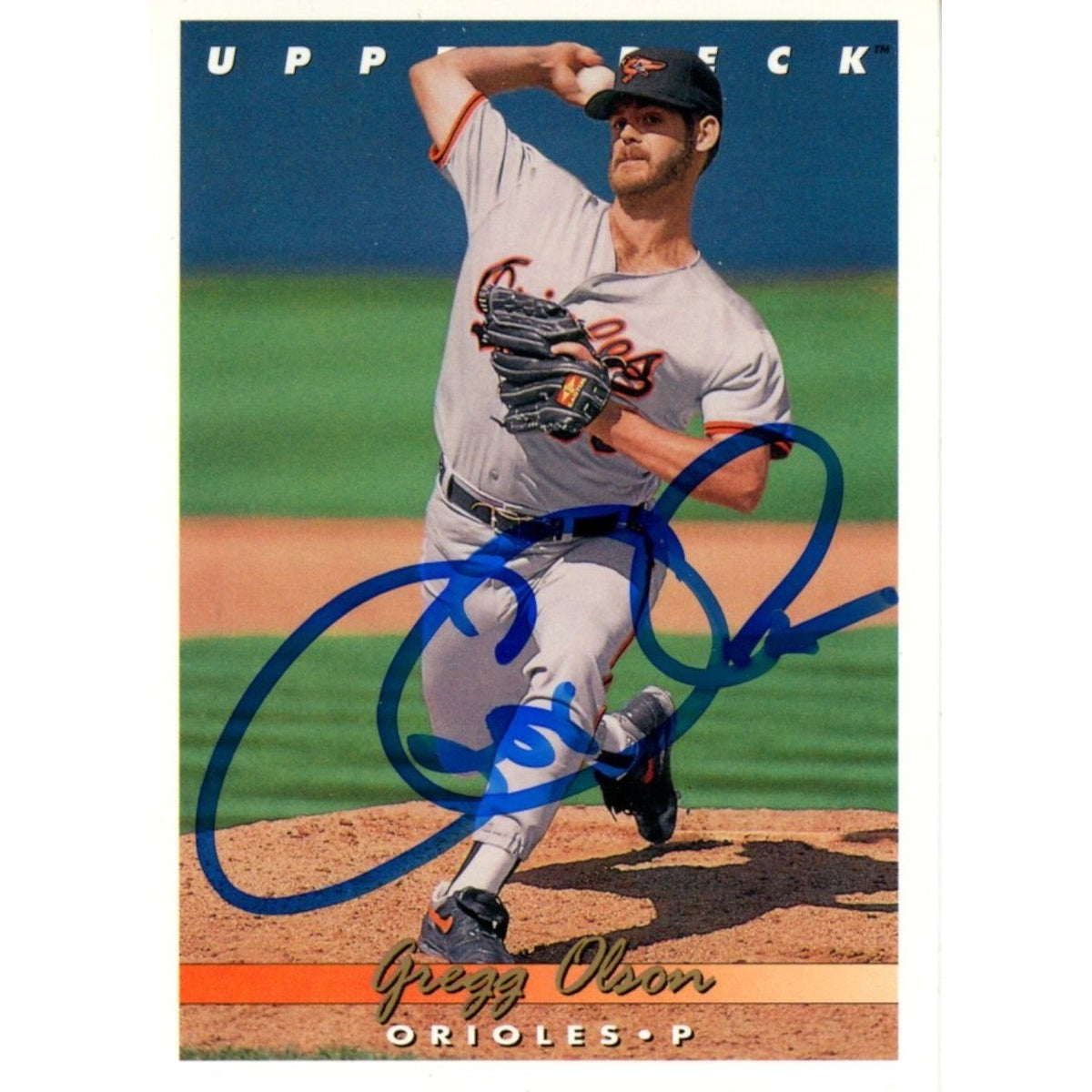 Gregg Olson Baltimore Orioles Signed Card - 1993 Upper Deck 674 Beckett Beckett-Powers Sports Memorabilia