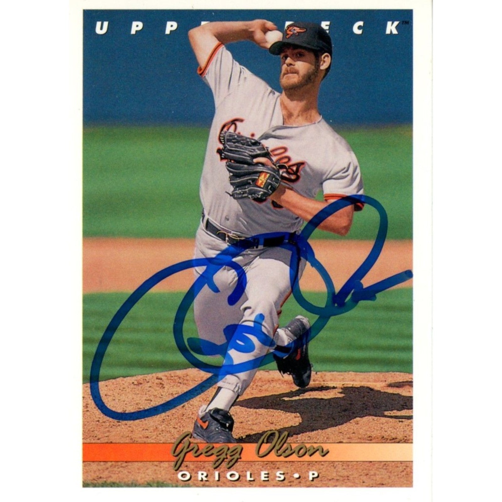 Gregg Olson Baltimore Orioles Signed Card - 1993 Upper Deck 674 Beckett Beckett-Powers Sports Memorabilia