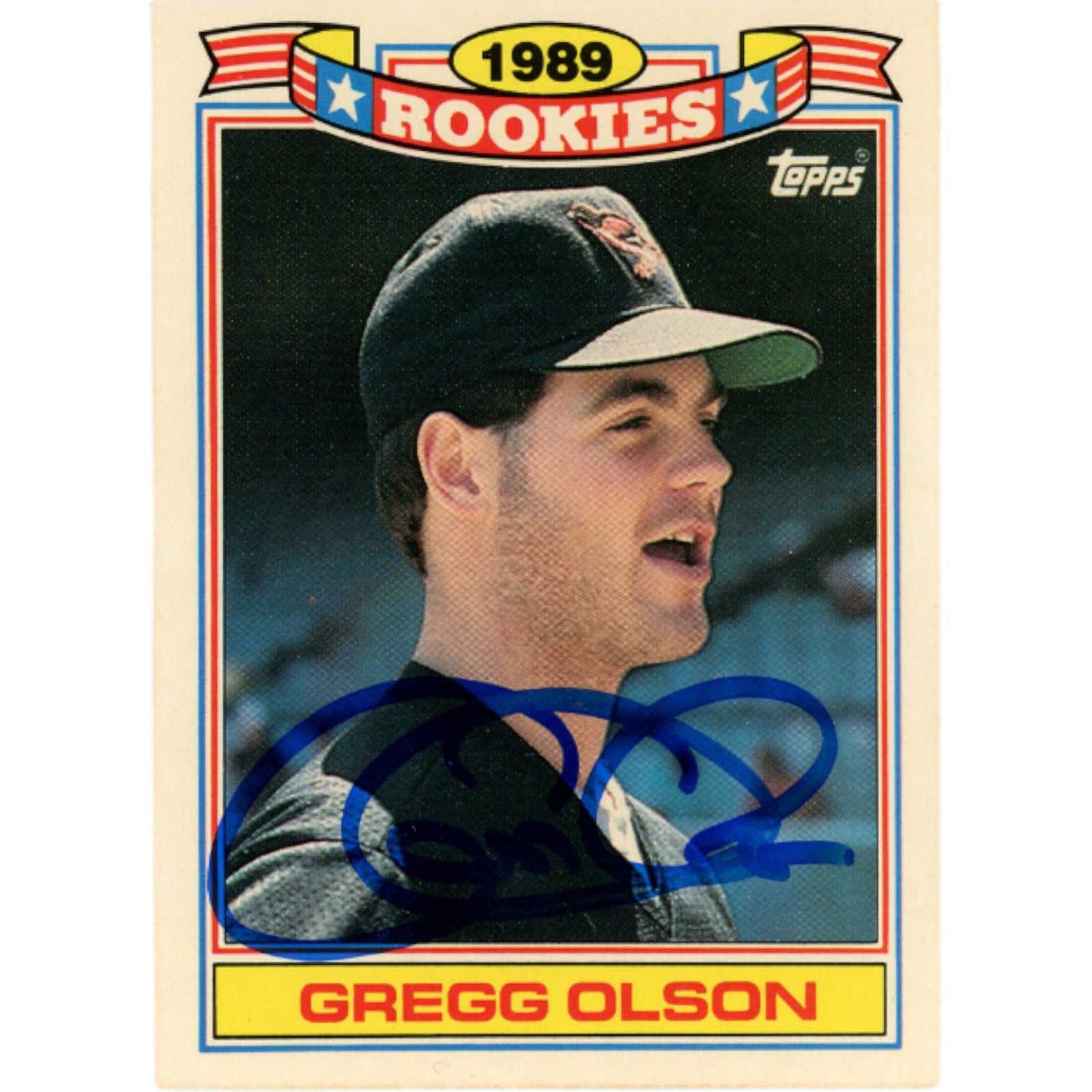 Gregg Olson Baltimore Orioles Signed Card - 1989 Topps Rookies 22 Beckett Beckett-Powers Sports Memorabilia