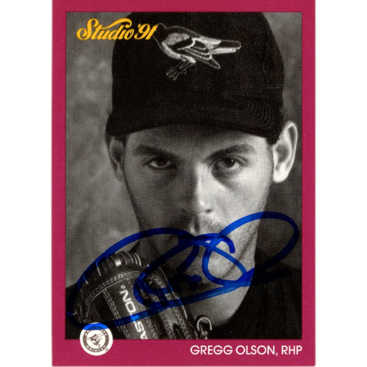 Gregg Olson Baltimore Orioles 91 Studio Slabbed Trading Signed Card-Powers Sports Memorabilia