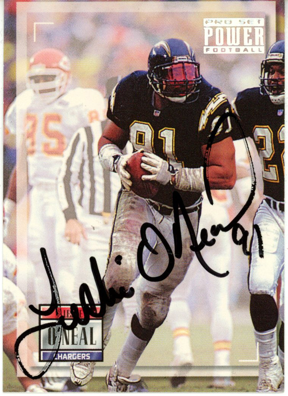 Leslie O'Neal San Diego Chargers Signed Card - 1993 Pro Set Power #91 Beckett Beckett-Powers Sports Memorabilia