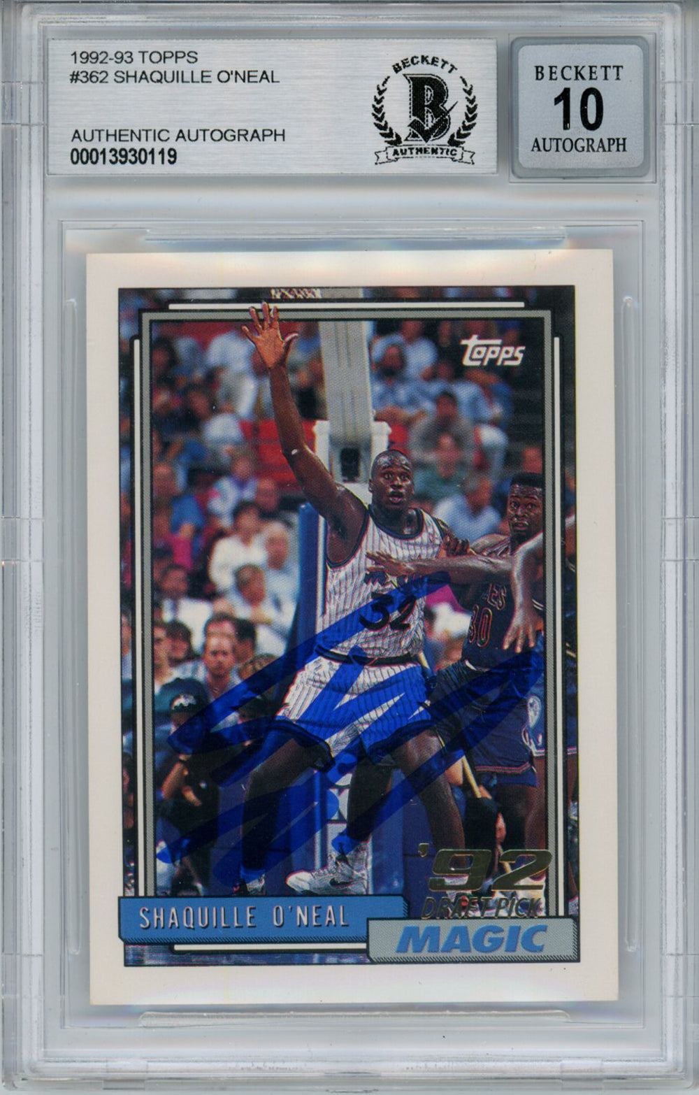 Shaquille O'Neal 1992 Topps #362 Rookie Signed Card Beckett 10 Slab Beckett-Powers Sports Memorabilia