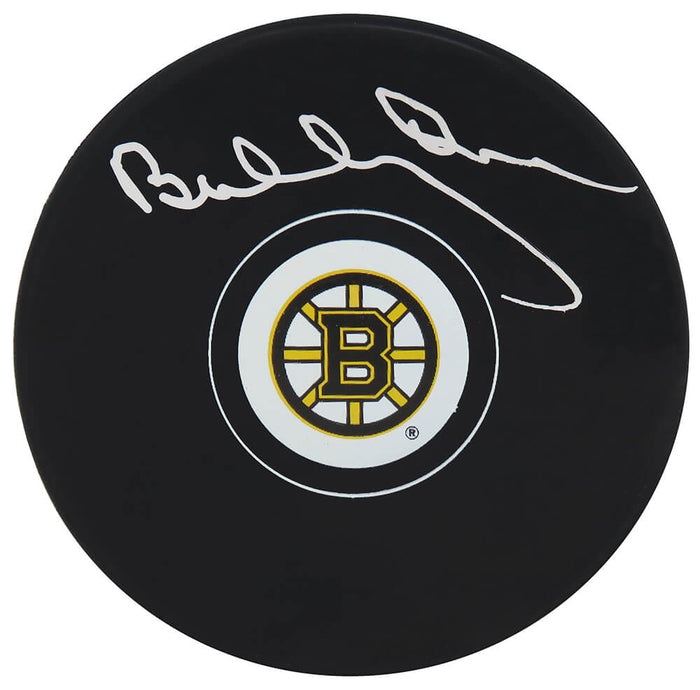 Bobby Orr Autographed Boston Bruins Logo Hockey Puck - (Beckett)-Powers Sports Memorabilia