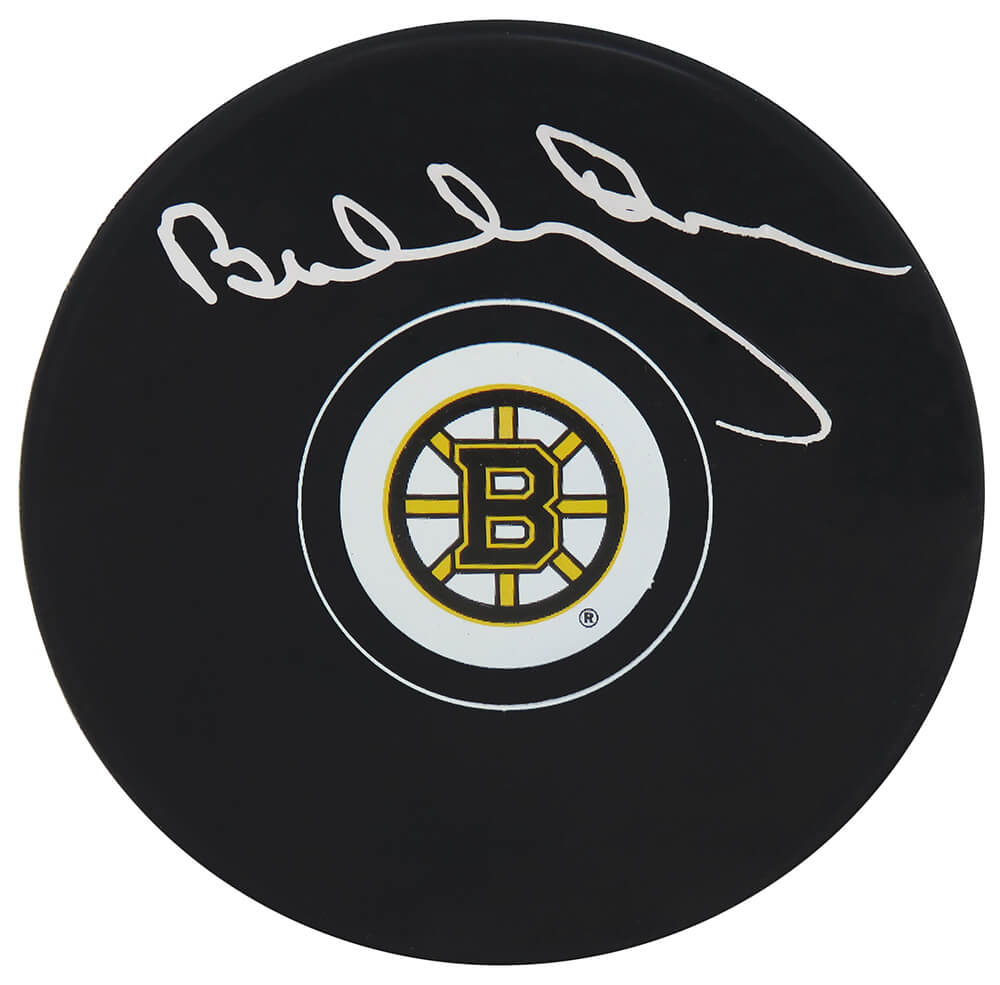 Bobby Orr Autographed Boston Bruins Logo Hockey Puck - (Beckett)-Powers Sports Memorabilia