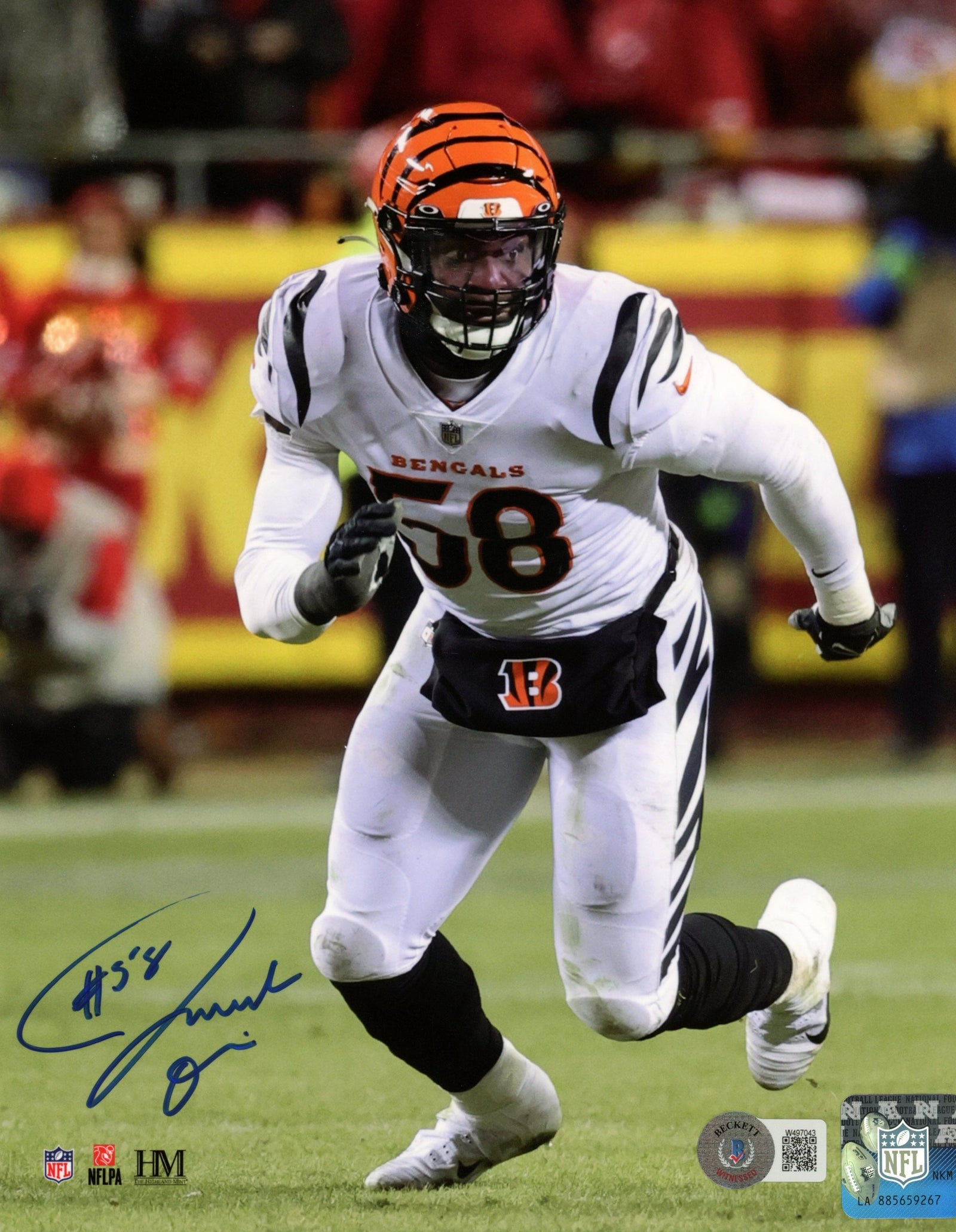 Joseph Ossai Signed Cincinnati Bengals 8x10 Photo – White – Beckett Authenticated-Powers Sports Memorabilia