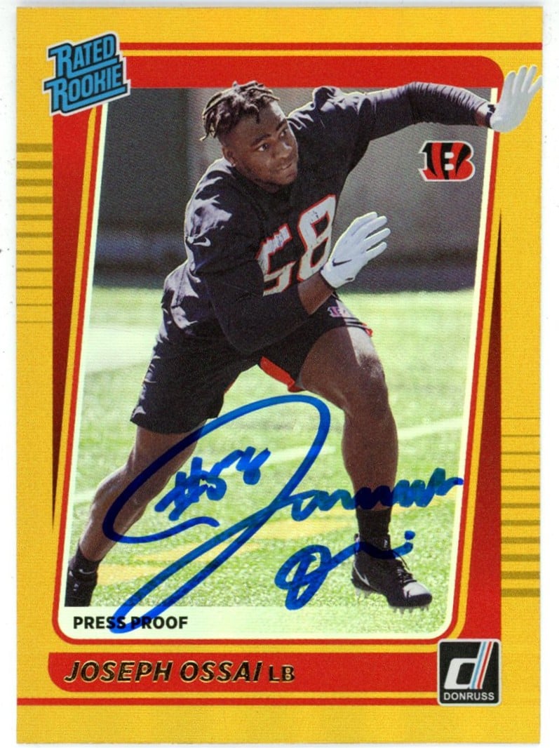 Joseph Ossai Signed 2021 Donruss Gold Holo Proof Trading Card – Beckett Authenticated-Powers Sports Memorabilia