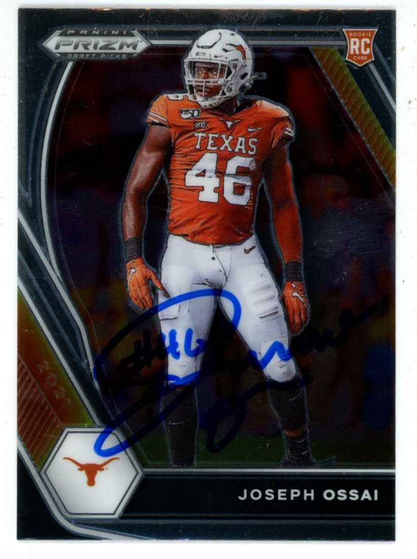 Joseph Ossai Texas Longhorns Signed Card - 21 Panini Prizm #150 Beckett Beckett-Powers Sports Memorabilia
