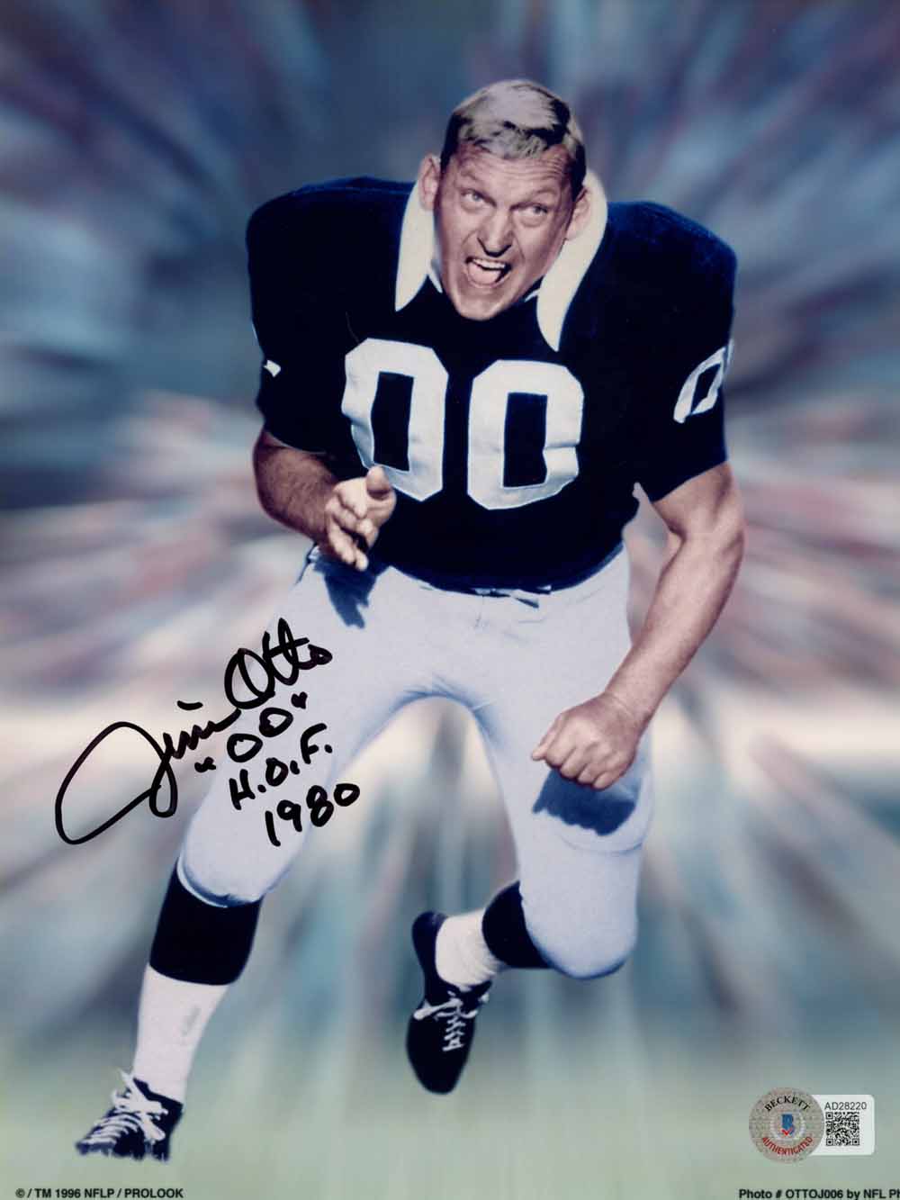 Jim Otto Oakland Raiders Signed 8x10 Photo - HOF Beckett Beckett - 50458-Powers Sports Memorabilia