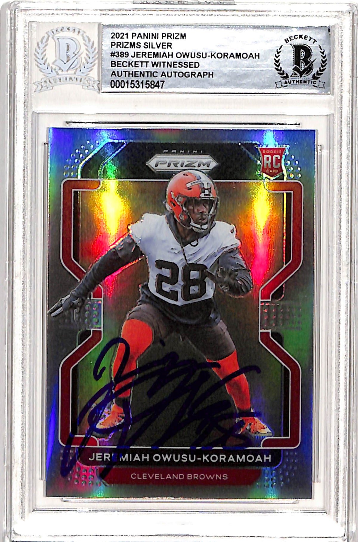 Jeremiah Owusu-Komamoah Signed 2021 Panini Silver #389 Beckett-Powers Sports Memorabilia