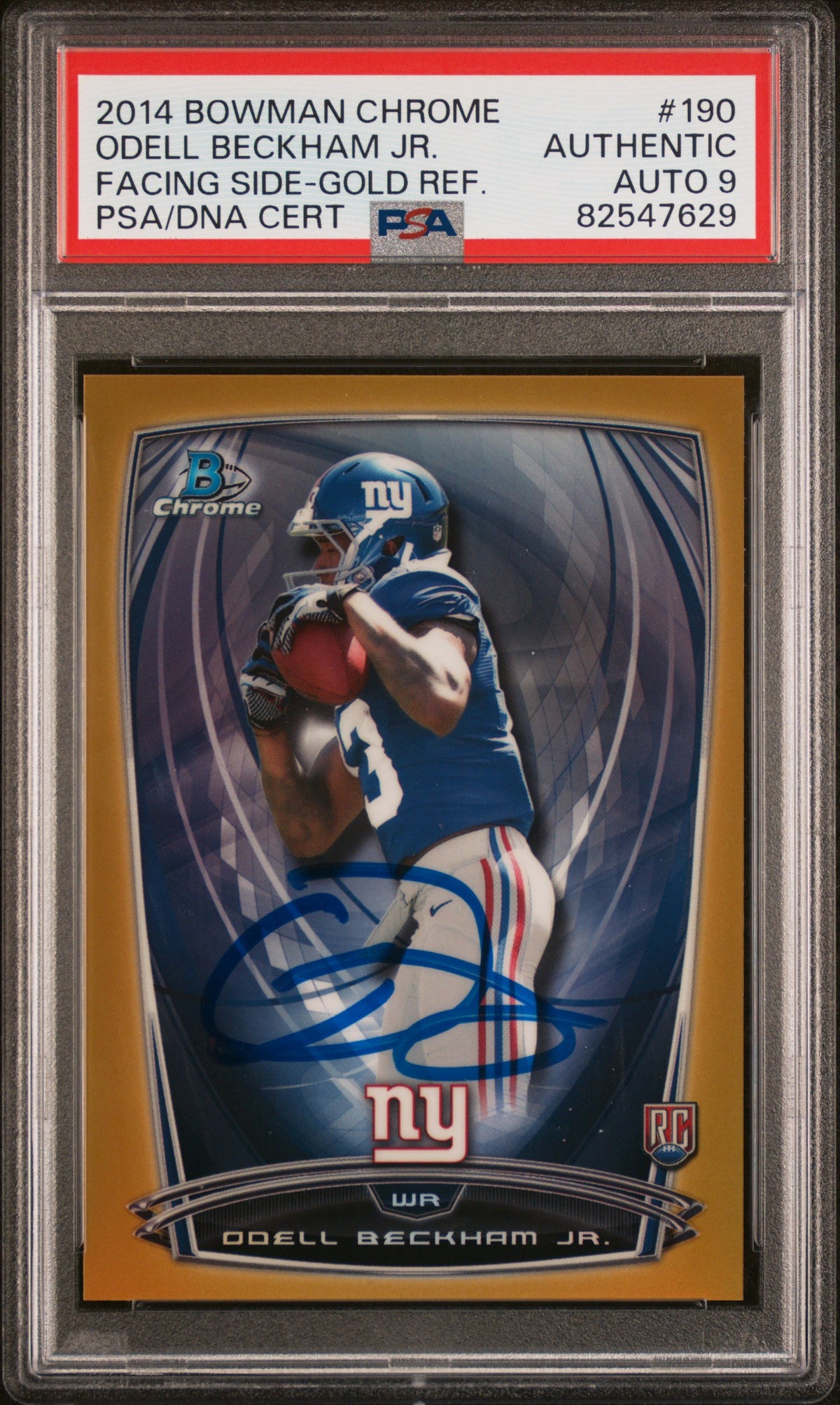 Odell Beckham 2014 Bowman Chrome Gold Refractor Rookie Card 190 Auto PSA 9 23/50-Powers Sports Memorabilia