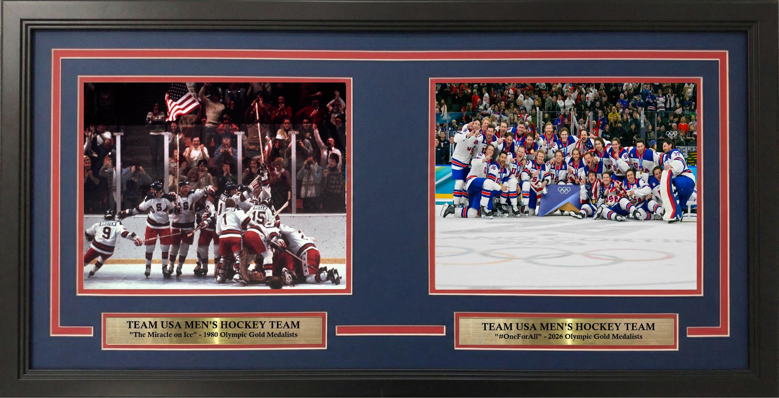 Team USA Men's Hockey 1980 & 2026 Olympics 8" x 10" Framed Collage-Powers Sports Memorabilia