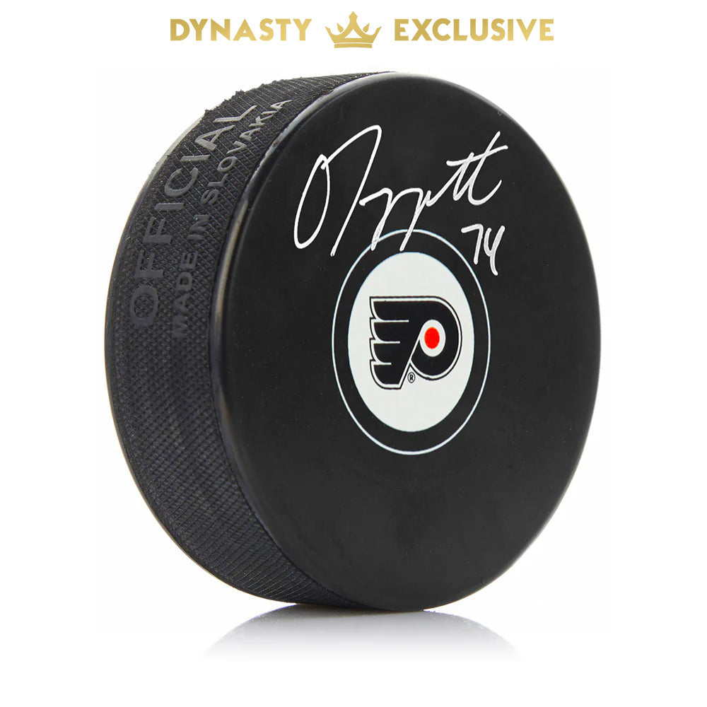 Owen Tippett Signed Philadelphia Flyers Hockey Logo Puck-Powers Sports Memorabilia