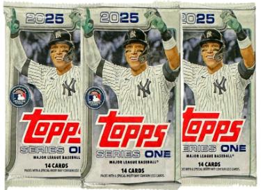 2025 Topps Series 1 MLB Baseball 14 Card Pack/42 Total Cards -LOT OF 3 - New/Factory Sealed - Collectible-Powers Sports Memorabilia