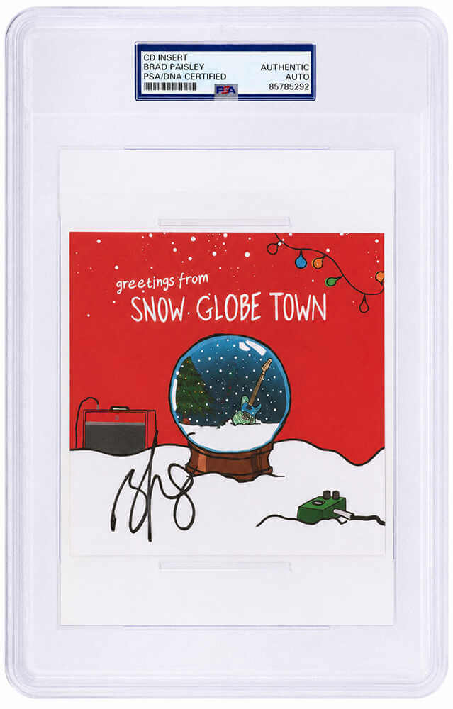 Brad Paisley Autographed 'Snow Globe Town' 5x5 CD Insert - (PSA/DNA Encapsulated)-Powers Sports Memorabilia