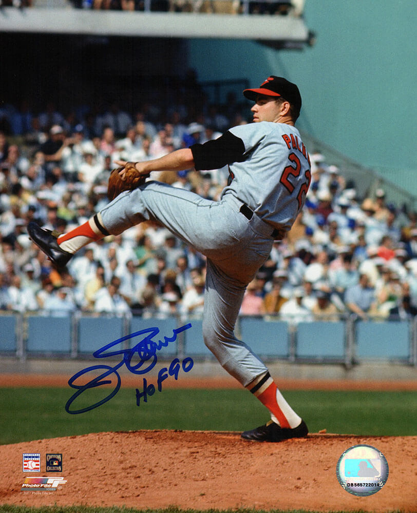 Jim Palmer Autographed Baltimore Orioles Pitching Action 8x10 Photo with HOF'90-Powers Sports Memorabilia