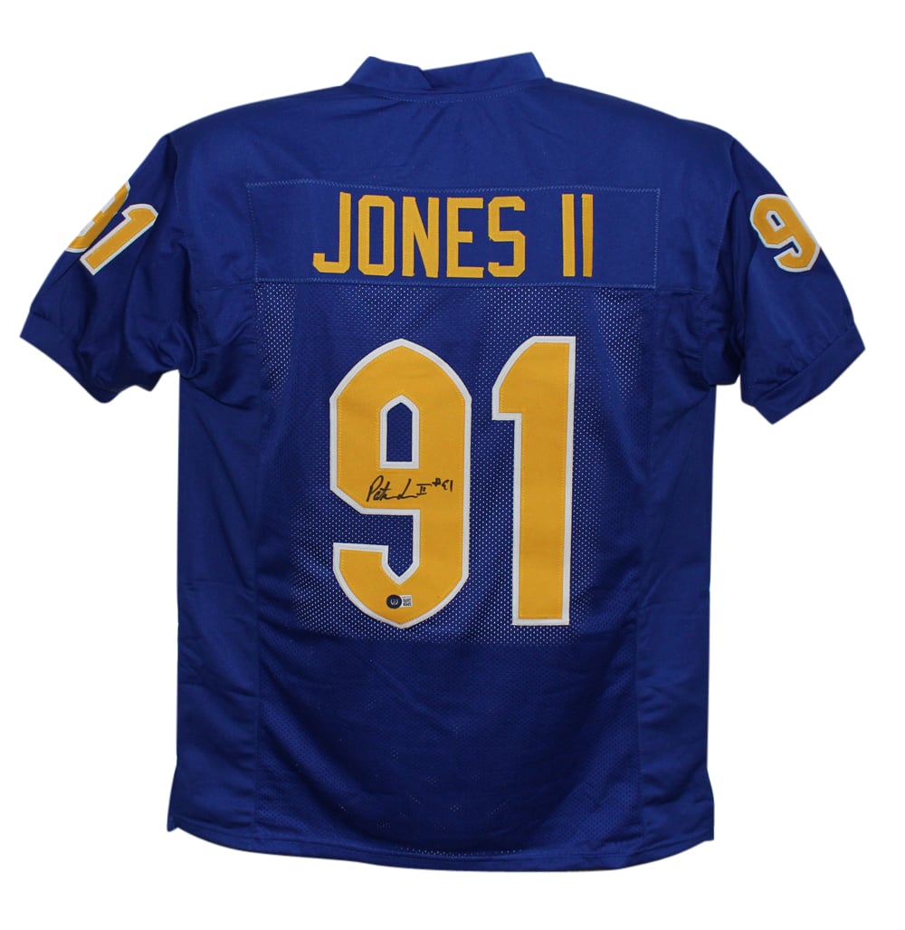 Patrick Jones College Style Blue XL Signed Jersey-Powers Sports Memorabilia