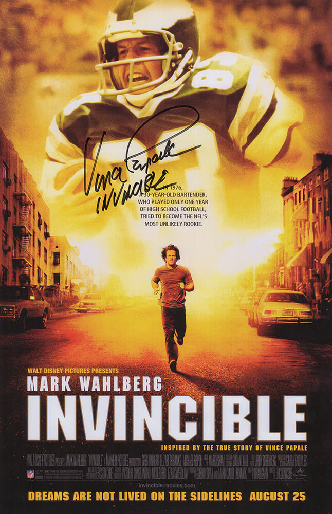 Vince Papale Autographed Invincible 11x17 Movie Poster with Invincible-Powers Sports Memorabilia