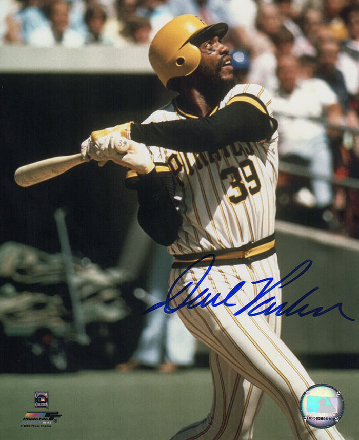 Dave Parker Autographed Pittsburgh Pirates Pinstripe Jersey Swinging 8x10 Photo-Powers Sports Memorabilia