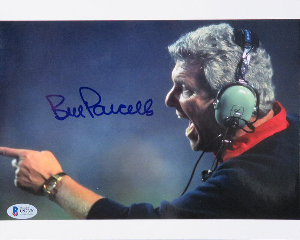 Bill Parcells Autographed Giants Coaching 8x10 Photo-Powers Sports Memorabilia