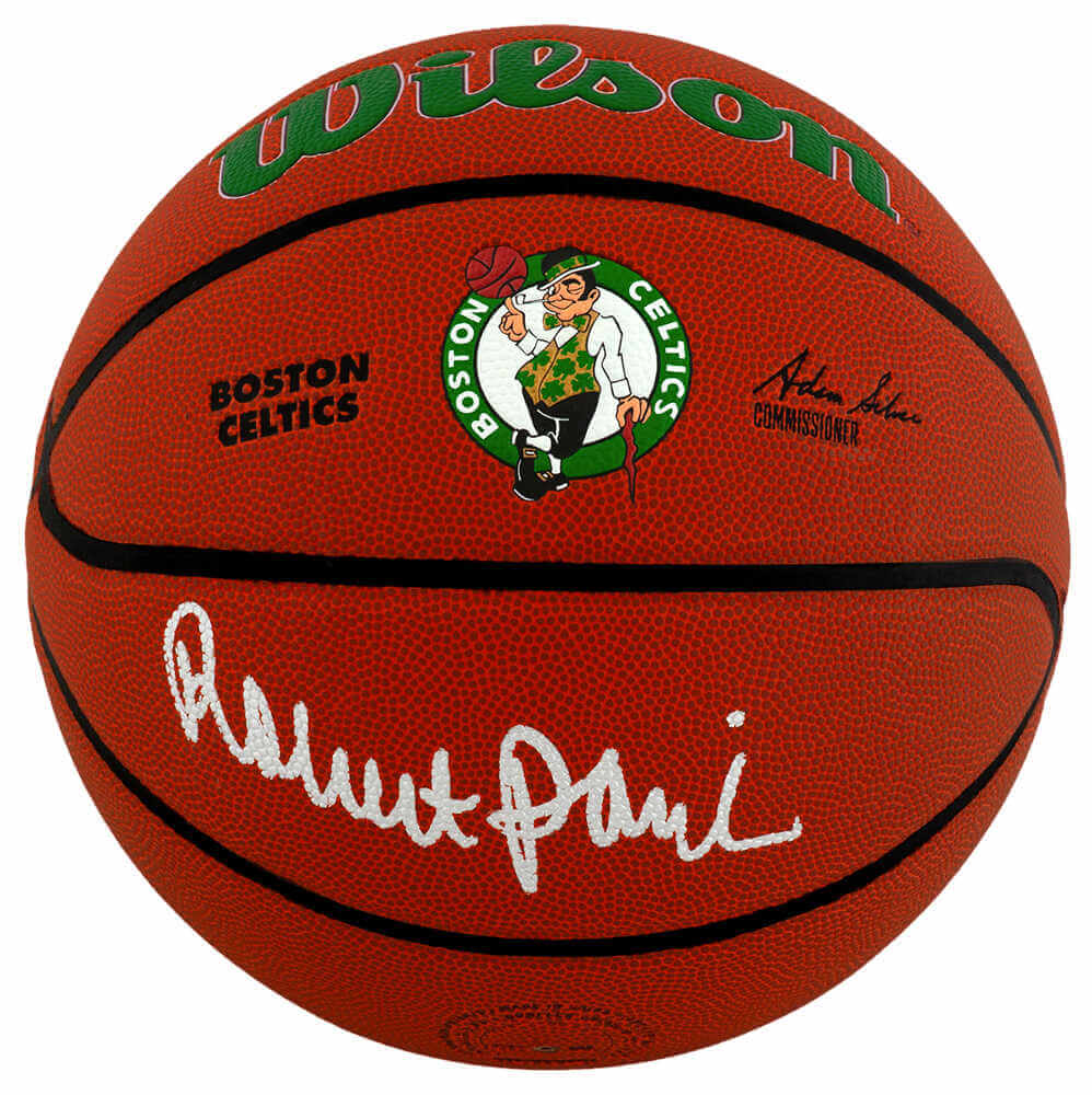 Robert Parish Autographed Wilson Boston Celtics Logo NBA Basketball-Powers Sports Memorabilia