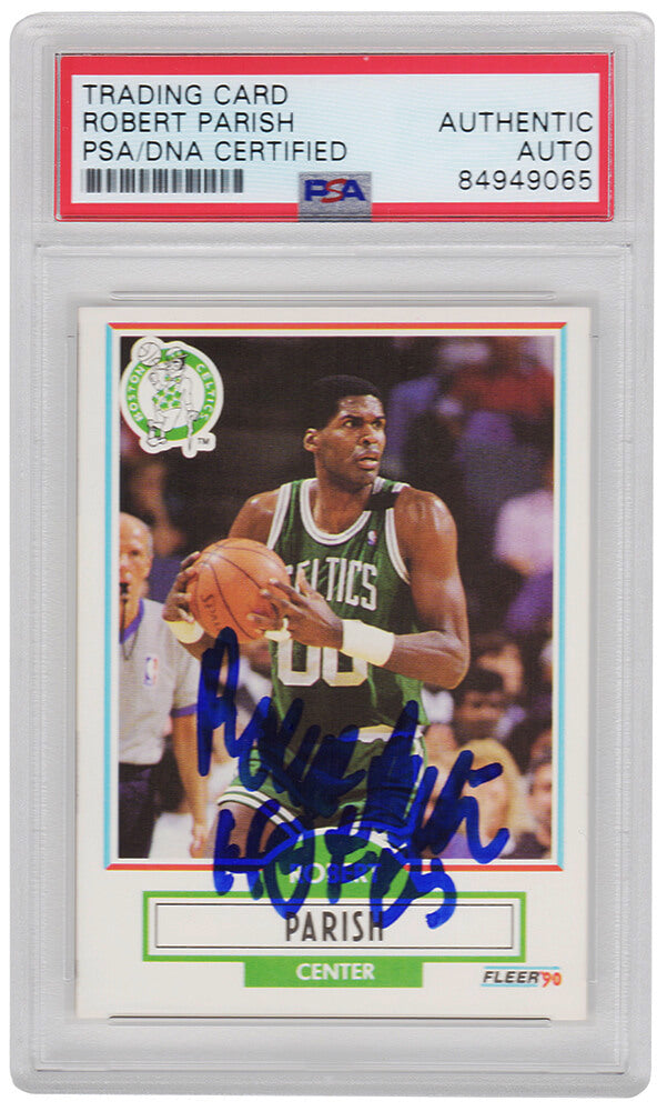 Robert Parish Boston Celtics Autographed 1990 91 Fleer Basketball Card #13-Powers Sports Memorabilia