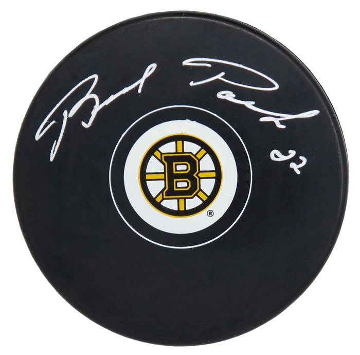 Brad Park Autographed Boston Bruins Logo Hockey Puck-Powers Sports Memorabilia