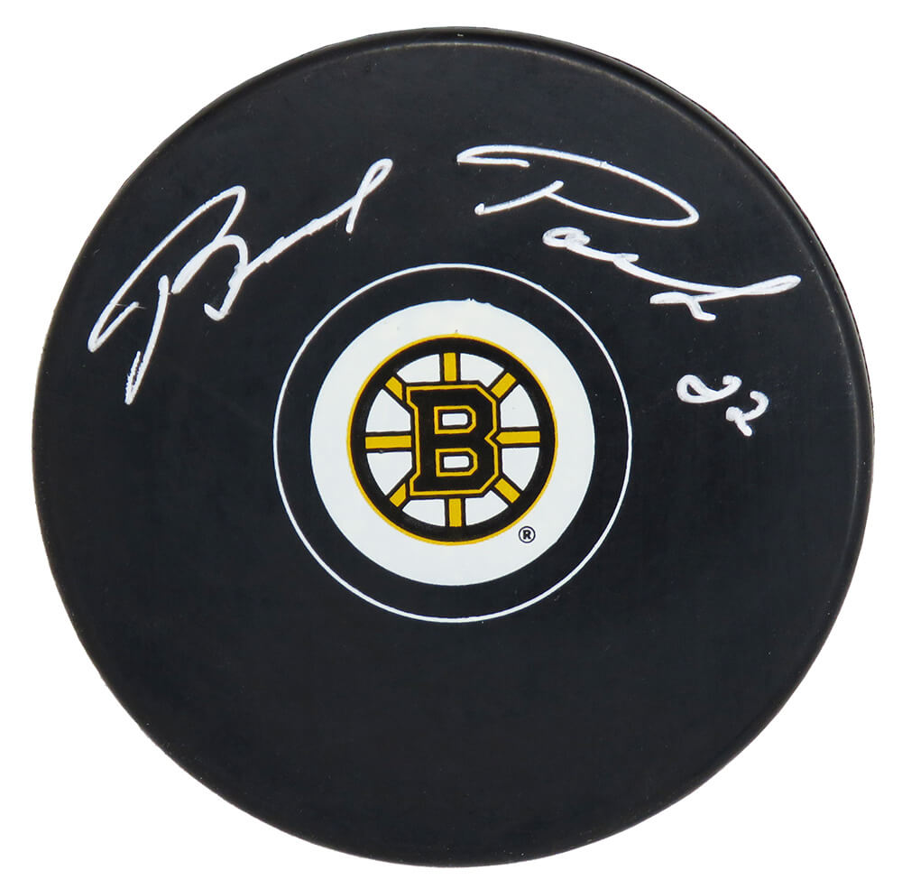 Brad Park Autographed Boston Bruins Logo Hockey Puck-Powers Sports Memorabilia
