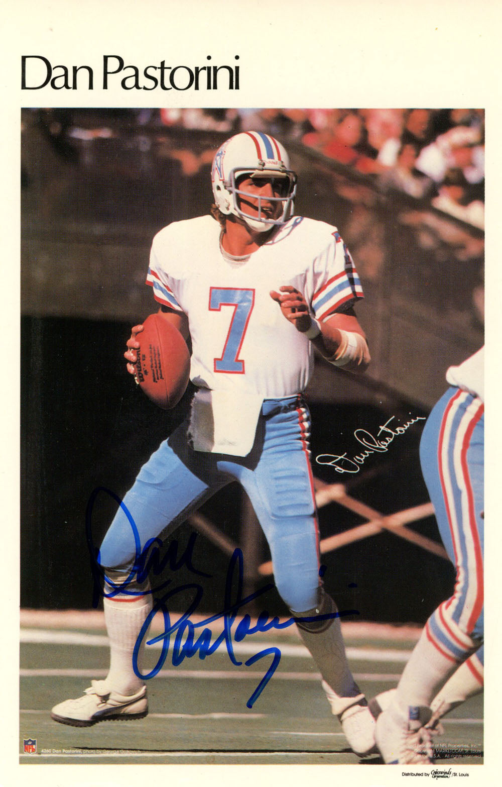 Dan Pastorini Houston Oilers Mini Signed Poster 42/50-Powers Sports Memorabilia