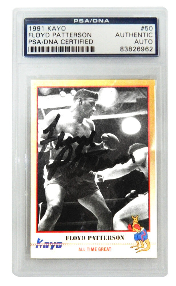 Floyd Patterson Autographed 1991 Kayo Boxing Trading Card #50 (PSA/DNA - Encapsulated)-Powers Sports Memorabilia