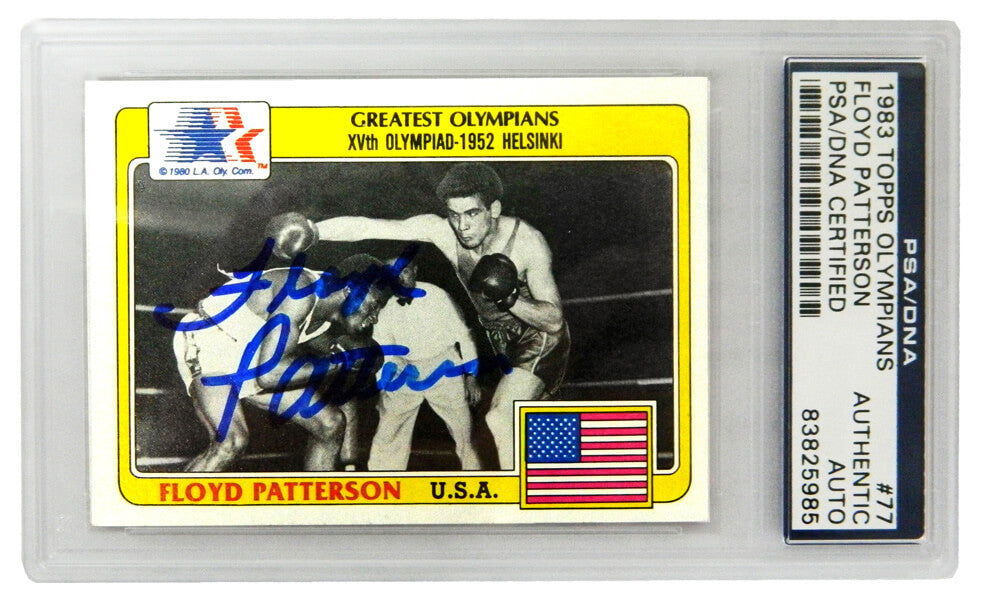 Floyd Patterson Autographed 1983 Topps Olympians Boxing Trading Card #77-Powers Sports Memorabilia