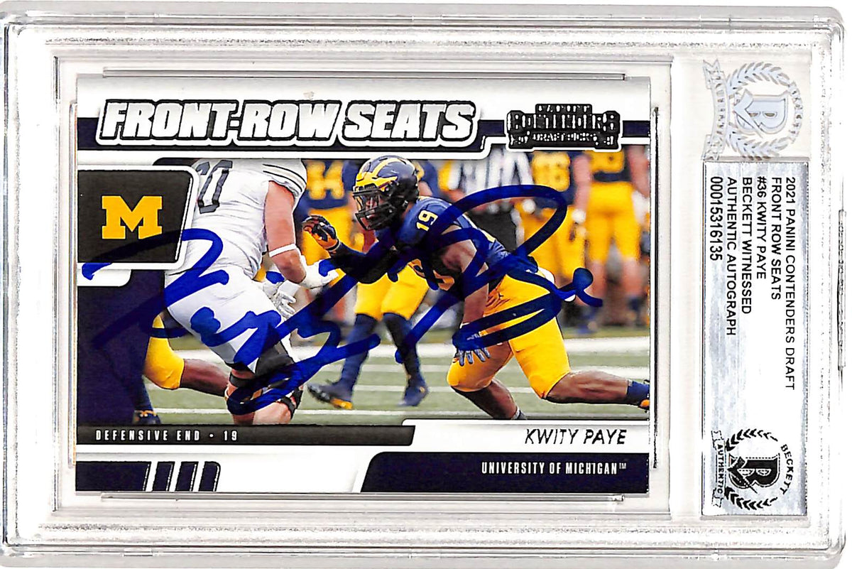 Kwity Paye Michigan Wolverines Signed Card - Contenders Front Row 2021 #36 Slab Beckett Beckett-Powers Sports Memorabilia