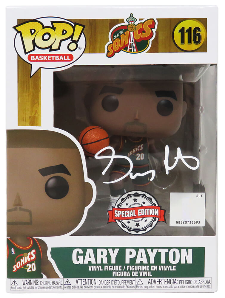 Gary Payton Autographed Seattle Supersonics NBA Funko Pop Doll #116-Powers Sports Memorabilia