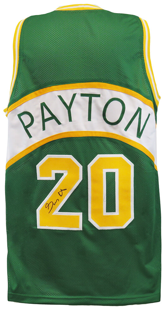 Gary Payton Autographed Green Throwback Custom Basketball Jersey-Powers Sports Memorabilia
