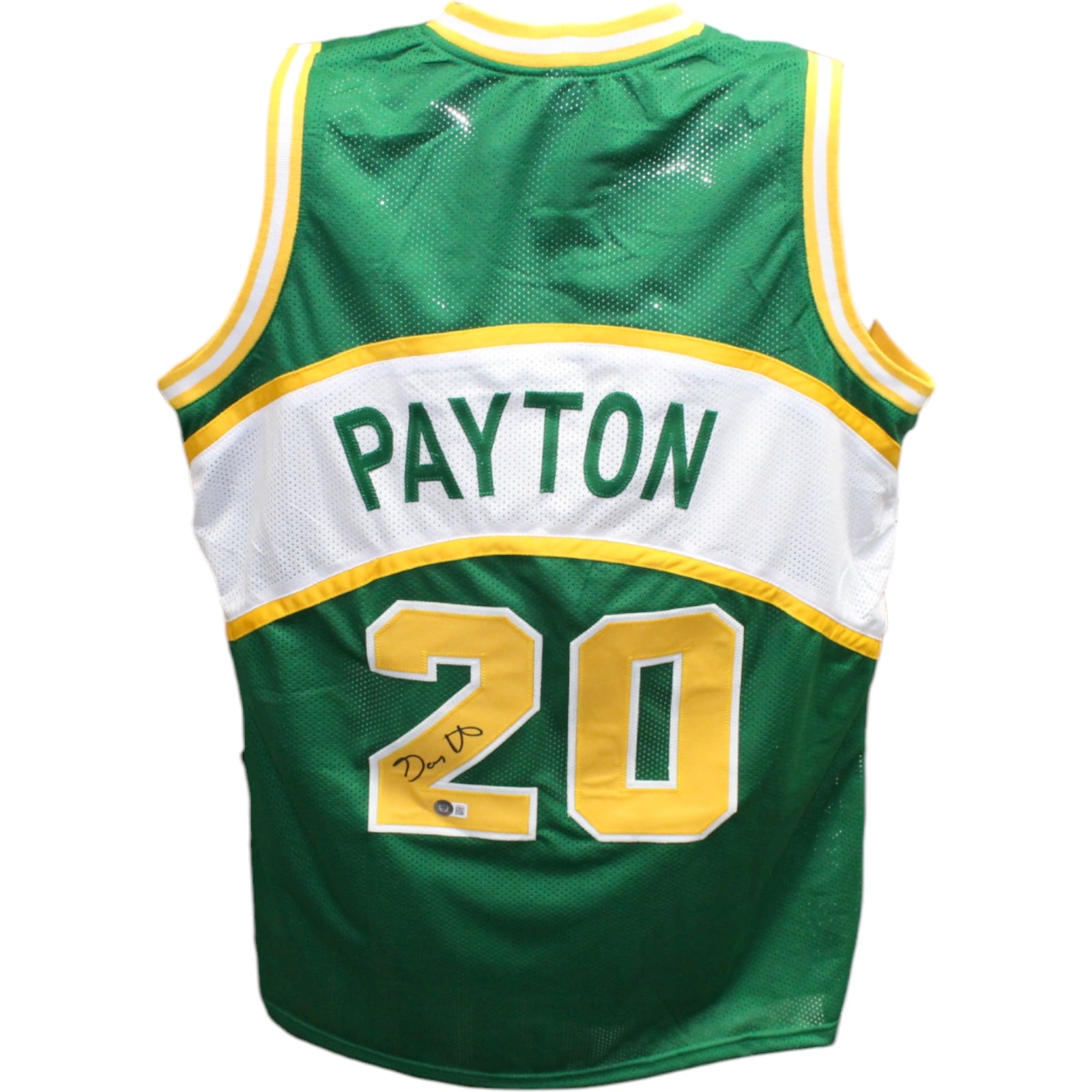 Gary Payton Signed Pro Style Green Jersey – Beckett Authenticated-Powers Sports Memorabilia