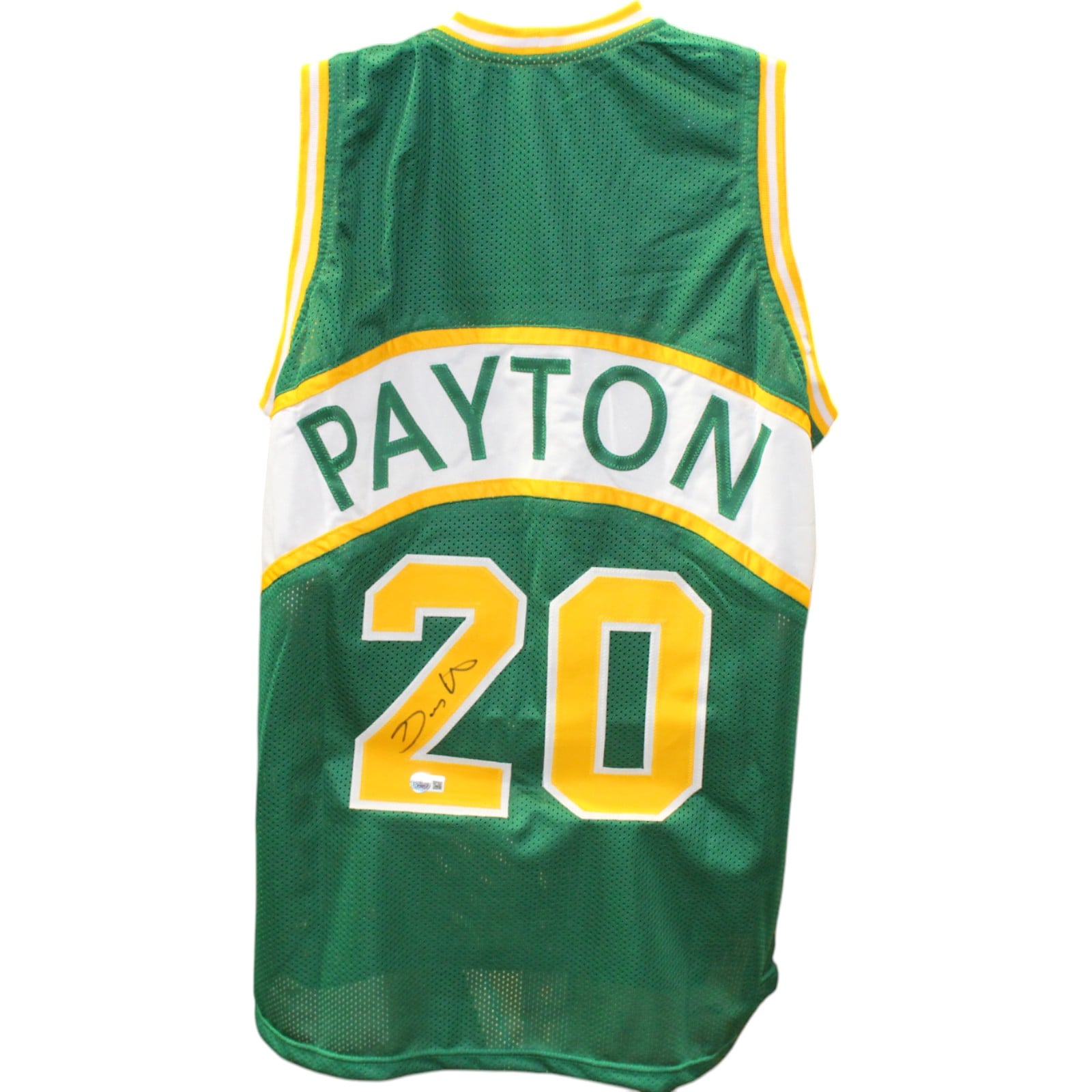 Gary Payton Signed Pro Style Green XL Jersey – Beckett Witness Authenticated-Powers Sports Memorabilia