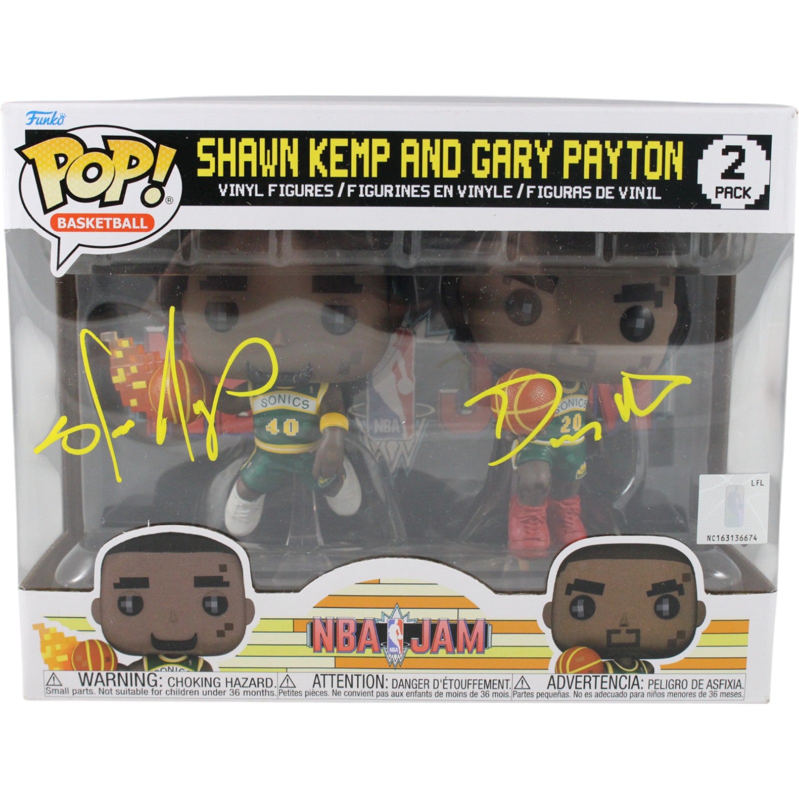 Shawn Kemp Gary Payton Supersonics Signed Funko Pop! NBA JAM-Powers Sports Memorabilia