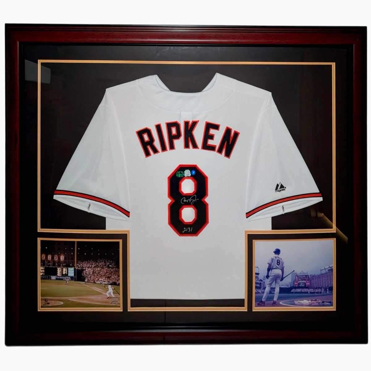 Autographed Cal Ripken Jr. Baltimore Orioles (White #8) Deluxe Framed Jersey - JSA-Powers Sports Memorabilia