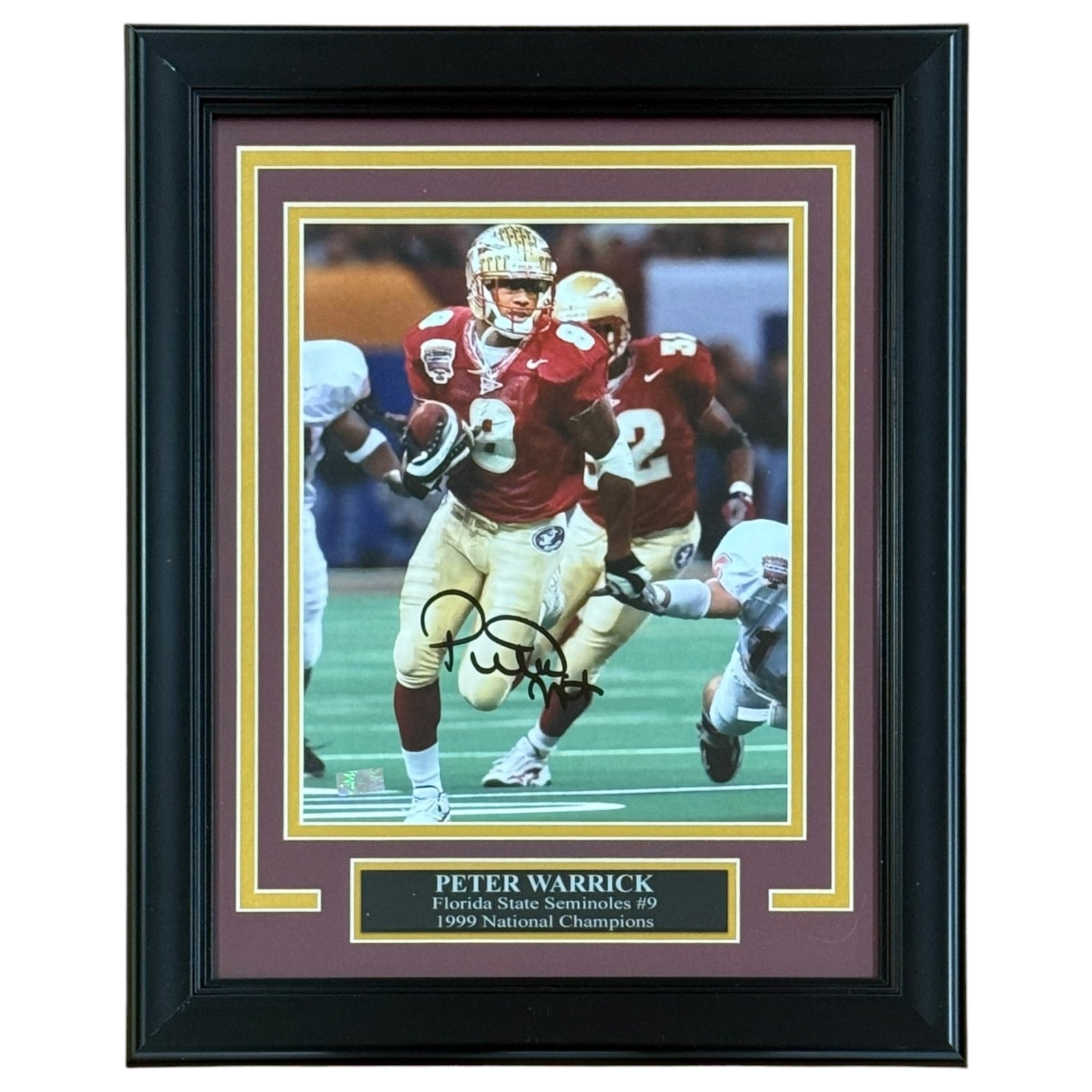 Autographed Peter Warrick Florida State FSU Seminoles Deluxe Framed 8x10 Photo - Beckett-Powers Sports Memorabilia