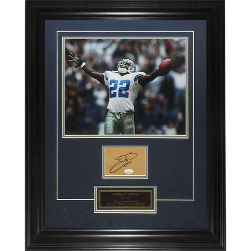 Autographed Emmitt Smith Dallas Cowboys All-Time Leading Rusher Commemorative 11x14 Photo Frame - JSA-Powers Sports Memorabilia