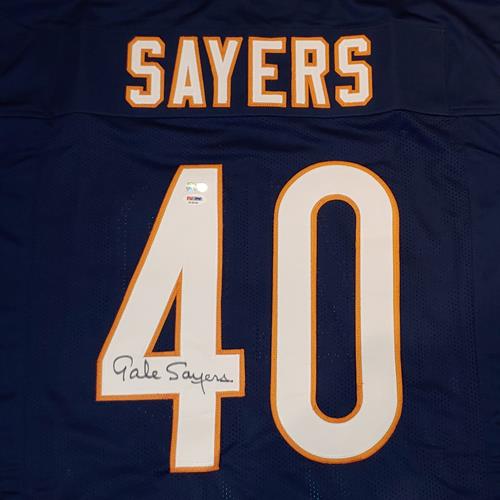 Autographed Gale Sayers Chicago Bears (Blue #40) Custom Jersey - PSA-Powers Sports Memorabilia