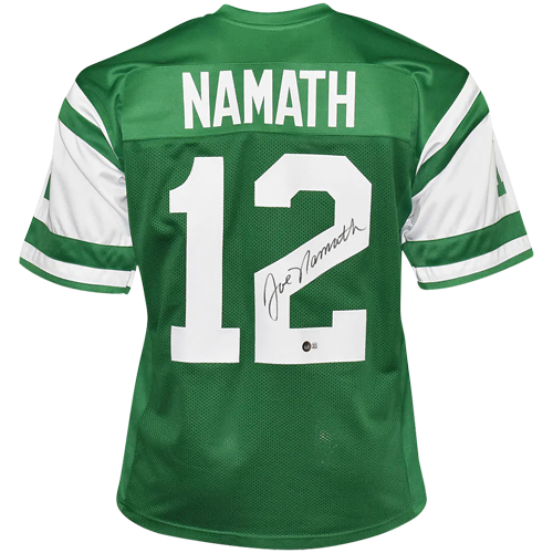 Autographed Joe Namath New York Jets (Green #12) Custom Jersey - Beckett-Powers Sports Memorabilia